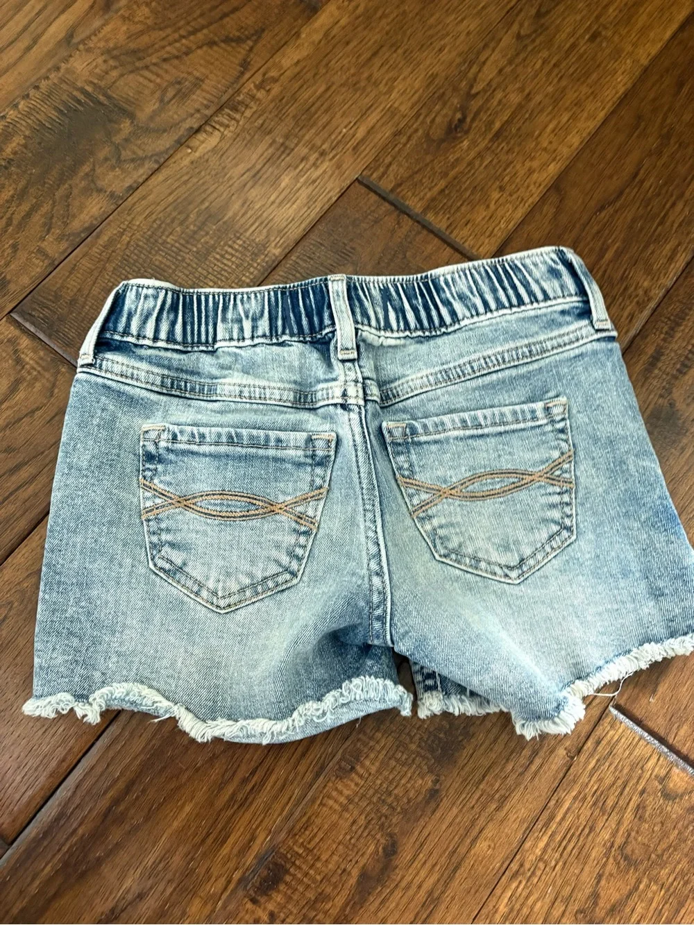 Abercrombie Kids Light Wash Denim Frayed Hem Shorts - Light Blue7/8